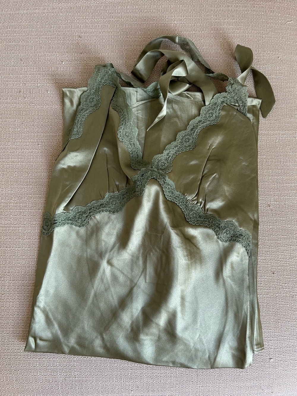 Reformation Nora Midi Dress Small Artichoke Green Silk French Lace Cocktail - Picture 4 of 8